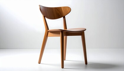 Minimalist wooden chair with curved backrest