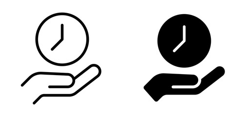 Time and hand icon. Controlling time