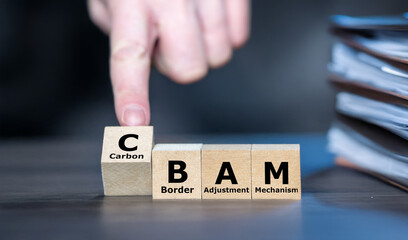 Stock photo of CBAM cubes symbolizing the EU&rsquo;s Carbon Border Adjustment Mechanism, carbon pricing, and climate-aligned trade regulation.