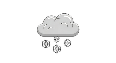 Obraz premium Fluffy gray cloud raining beautiful snowflakes on a white background
