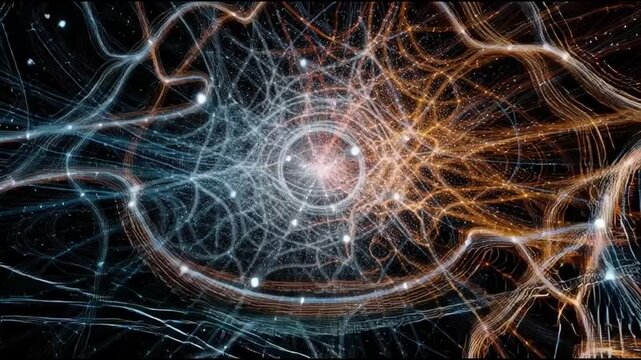 Network Universe: An abstract network visualization, a mesmerizing web of interconnected lines and nodes, evokes the concept of global connectivity, data flow and complex systems.