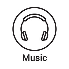 Music icon. Vector line symbol for a website, product card, presentation and mobile app, packaging or instruction. Editable outline sign