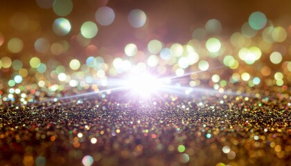 Golden light shimmering on a sparkling surface with bokeh effect