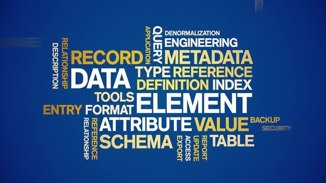 Data Element animated word cloud-text design animation tag kinetic typography seamless loop.