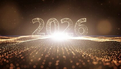 Sparkling fireworks display forming the year 2016 in a crowded celebration