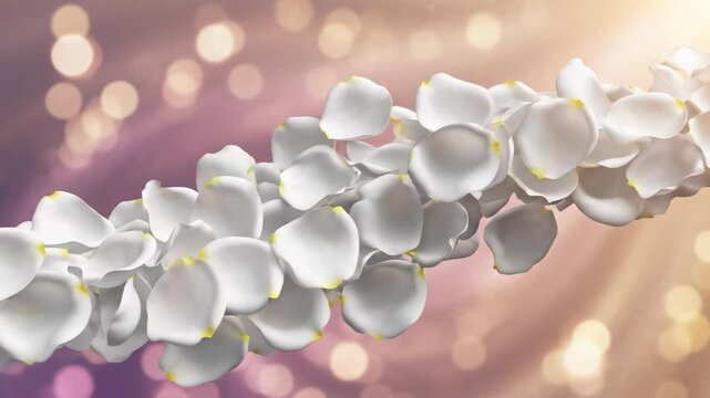 Abstract wave of immaculate white rose petals flowing smoothly across a delicate background creating a seamless loop pattern seamless, overhead, view