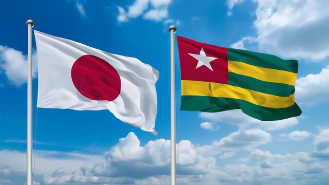 日本の国旗とトーゴの国旗(Japan flag & Togo flag.)
