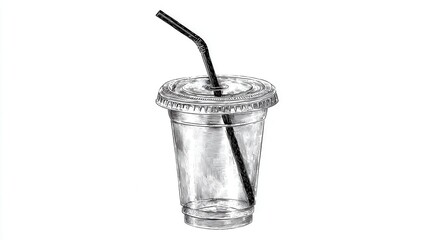 Plastic cup with lid straw