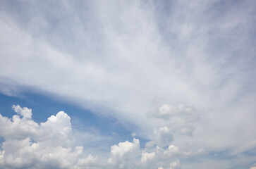 Abstract image of blurred sky. Blue sky background with cumulus clouds