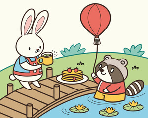 easter bunny with easter eggs