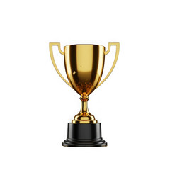 Fototapeta premium A glistening gold trophy with black base standing against a dark background, representing success and victory.