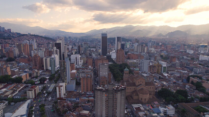Aerial View of Medellín High-Rises at Dusk © Travel