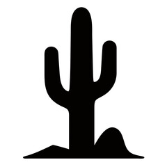 Obraz premium Bold silhouette of a saguaro cactus standing tall in a desert landscape.