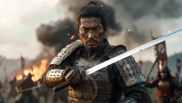 戦場で戦うサムライ・戦国時代の武士のイメージ