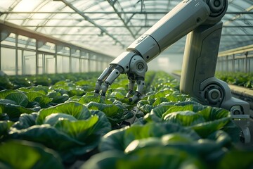 A robotic arm made using the latest technology used in a cabbage farm.