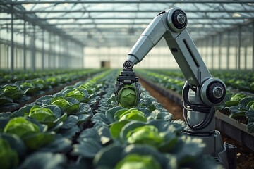 A robotic arm made using the latest technology used in a cabbage farm.