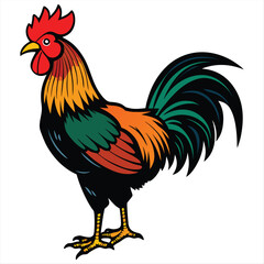 Colorful Rooster Vector Illustration – Farm Chicken Mascot Logo Design
