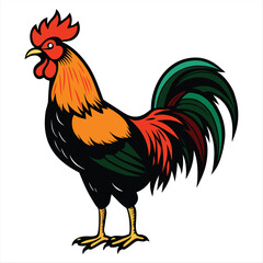 Colorful Rooster Vector Illustration – Farm Chicken Mascot Logo Design