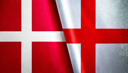 デンマークの国旗とイングランドの国旗(Denmark flag & England flag.)

