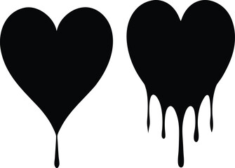Black Dripping Hearts Silhouette Set