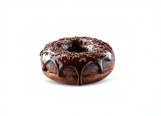 Naklejka premium Floating Dark Chocolate Donut with Molten Drip – Isolated PNG