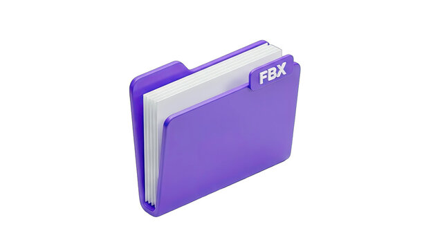 Purple Folder with FBX Label on White Background