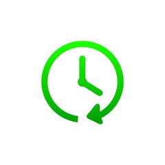 Green History Clock Icon &ndash; Rounded Arrow Vector