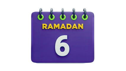 Ramadan Calendar Showing Day 6, Islamic Holiday Concept