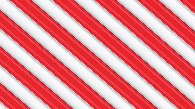 Loop starting, red glossy stripes staying as decorative backdrop with white chevrons, gray bevels