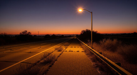 quiet street at sunset