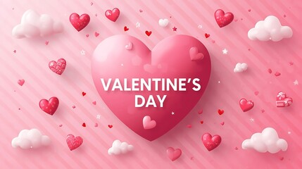 Stunning Valentine's Day celebration with floating hearts and clouds