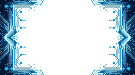 Vibrant blue circuit border frames white space for tech