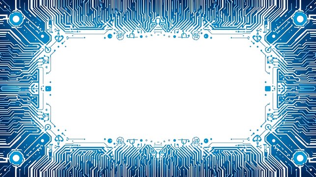 Dynamic blue circuit board frame for digital design concepts - Powered by Adobe