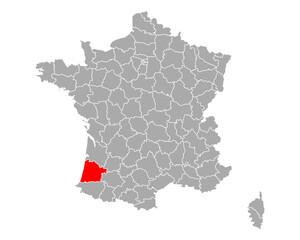 Karte von Landes in Frankreich