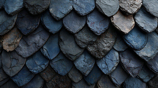 Dark slate roof tiles texture pattern - architectural building material and construction surface for real estate and home design