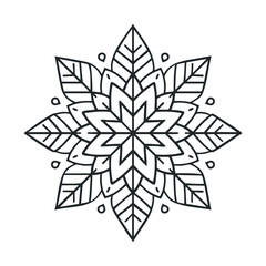 Obraz premium Intricate black line floral mandala for wellness and relaxation themed coloring books, yoga studio decor, holistic therapy branding, or spiritual event invitations.