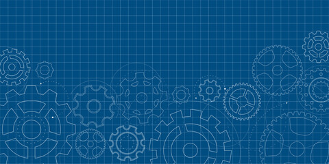 Gear blueprint technical mechanism construction background wheel industry pattern engineering. This style is crafted with precision and rhythm. A versatile abstract illustration for digital use. © Svitlana Tolmach 