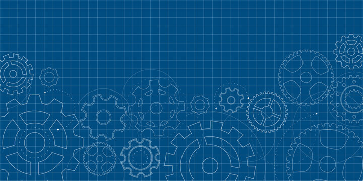 Gear blueprint technical mechanism construction background wheel industry pattern engineering. This style is crafted with precision and rhythm. A versatile abstract illustration for digital use.