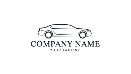 Fototapeta premium Elegant Line Art Car Logo Design for Automotive Business Branding.