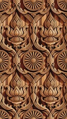 Lao bamboo art pattern on the wall, seamless pattern
