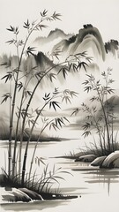 Bamboo pattern , seamless pattern, wall art