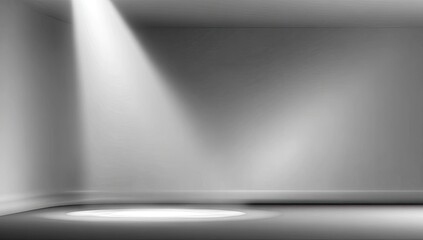 Abstract interior with a bright spotlight illuminating an empty room
