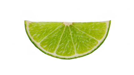 Fresh lime slice isolated on transparency background, showing juicy green citrus fruit with vibrant color and detailed texture, perfect for summer drinks, cocktails, or healthy food concepts