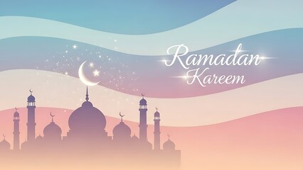 Ramadan Kareem a mosque in the background