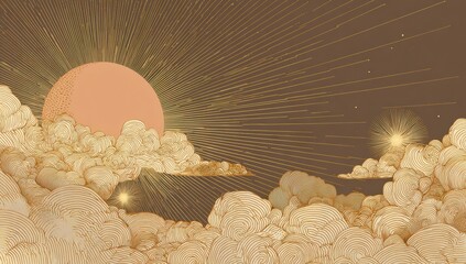 Vintage-inspired celestial scene