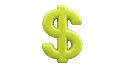 Obraz premium Glossy yellow dollar sign symbol 3D rendering isolated on transparent background finance concept modern design shiny and bold economic icon wealth and currency representation