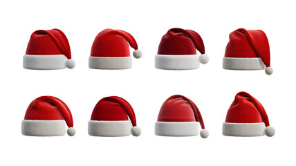 Red Velvet Santa Hat Set with Unique Shapes and Soft Shadow Finish