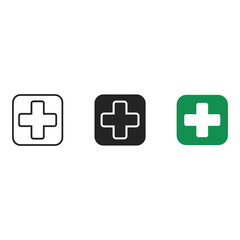 Fototapeta premium Set of three rounded square medical cross icons for health and first aid