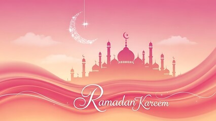 Ramadan Kareem a mosque in the background