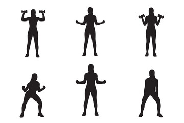 Fitness Silhouette Bundle Male & Female Workout Gym Yoga Exercise Vector Set